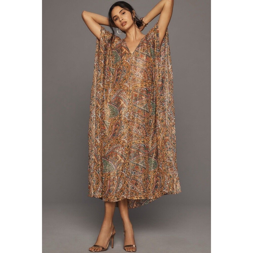 Anthropologie Mille Kaftan Paisley Jones Preppy Retro Boho Beach One Size NWT